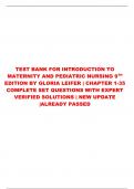 TEST BANK FOR INTRODUCTION TO  MATERNITY AND PEDIATRIC NURSING 9TH EDITION BY GLORIA LEIFER | CHAPTER 1-35  COMPLETE SET QUESTIONS WITH EXPERT  VERIFIED SOLUTIONS | NEW UPDATE  |ALREADY PASSED