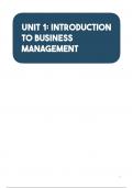 IB Business Management Unit 1 Notes