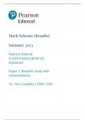Edexcel a level history paper option 1a mark scheme the crusades c1095 1204 june 2023