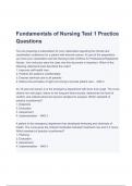Fundamentals of Nursing Test 1 Practice Questions & Answers (A+ GRADED)