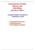 Test Bank for Contemporary Canadian Business Law, 12th Edition Willes (All Chapters included)