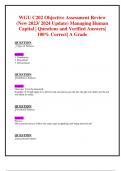 WGU C202 Objective Assessment Review (New 2023/ 2024 Update) Managing Human  Capital | Questions and Verified Answers| 100% Correct| A Grade  