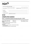 AQA GCSE COMPUTER SCIENCE Paper 1 Computational thinking and programming skills – VB.NET 8525-1C-QP-ComputerScience-G-19May23