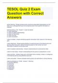 TESOL Quiz 2 Exam Question with Correct Answers
