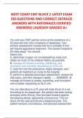 WEST COAST EMT BLOCK 2 LATEST EXAM  350 QUESTIONS AND CORRECT DETAILED  ANSWERS WITH RATIONALES (VERIFIED  ANSWERS) |ALREADY GRADED A+