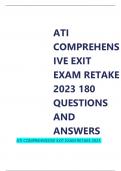 ATI COMPREHENSIVE EXIT EXAM RETAKE 2023 180 QUESTIONS AND ANSWERS 