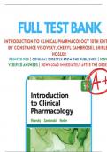 Test Bank for Introduction to Clinical Pharmacology 10th Edition By Constance Visovsky, Cheryl Zambroski, Shirley Hosler  (Chapter 1 - 20 Guide)