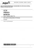 AQA GCSE FRENCH8658/SH Paper 2 Speaking Higher Tier Mark scheme including  Guidance for Role-plays June 2023