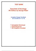 Test Bank for Essentials of Sociology, 4th Edition Ritzer (All Chapters included)