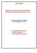 Test Bank for Statistics for Criminology and Criminal Justice, 3rd Edition Gau (All Chapters included)