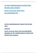 ATI RN COMPREHENSIVE PREDICTOR RETAKE 2023 UPDATE South University West Palm BeachNURSING NS ATI RN COMPREHENSIVE PREDICTOR RETAKE 202