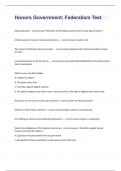 Honors Government Federalism Test Question and answers rated A+ 2023/2024
