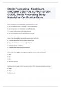 Sterile Processing - Final Exam Questions And Answers