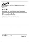 AQA GCSE HISTORY Paper 1 Section A/C: Russia, 1894–1945: Tsardom and communism  Interpretations Booklet