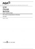 AQA GCSE ITALIAN 8633/SH Paper 2 Speaking Higher Mark scheme including Guidance for Role-plays June 2023