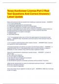 Texas Auctioneer License-Part 2 Real  Test Questions And Correct Answers |  Latest Update