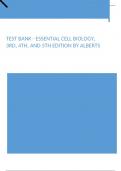 Test Bank - Essential Cell Biology, 6th Edition by Alberts 2024 latest update