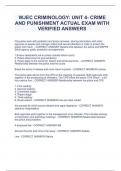 WJEC CRIMINOLOGY: UNIT 4- CRIME  AND PUNISHMENT ACTUAL EXAM WITH  VERIFIED ANSWERS
