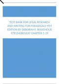 Test Bank For Legal Research and Writing for Paralegals 9th Edition by Deborah E. Bouchoux 9781543801637 Chapter 1-19