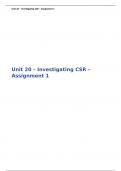 Unit 20 - Investigating Corporate Social Responsibility P1 P2 M1 D1