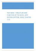 Test Bank - Structure and Function of the Body, 16th Edition (Patton, 2020), Chapter 1-22