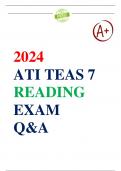 NEW FILE UPDATE: ATI TEAS 7 READING COMPREHENSION, QUESTIONS & ANSWERS | LATEST 2024