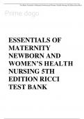 Test Bank For Essentials of Maternity, Newborn, and Women’s Health 5th Edition By Susan Ricci 9781975112646 Chapter 1-24 Complete Guide