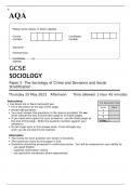 AQA GCSE SOCIOLOGY Paper 2 JUNE 2023 QUESTION PAPER: The Sociology of Crime and Deviance and Social Stratification