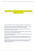   Payroll Exam 2022 questions and answers latest top score.