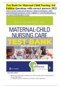 TEST BANK FOR MATERNAL CHILD NURSING, 3RD EDITION|QUESTIONS AND CORRECT ANSWERS|2024|A+ GUARANTEED|100% PASS