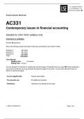 Ac331 - Practice Exam for 2023 & 2024 Exams (Past Paper)