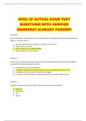APEA 3P ACTUAL EXAM TEST  QUESTIONS WITH VERIFIED  ANSWERS!! ALREADY PASSED!!