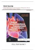 Test Bank For Clinical Manifestations and Assessment of Respiratory Disease 9th Edition by Terry Des Jardins||ISBN NO:10,032387150X||ISBN NO:13,978-0323871501||All Chapters||Complete Guide A+.