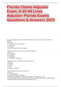 Florida Claims Adjuster Exam, 6-20 All Lines Adjuster-Florida Exams Questions & Answers 2023