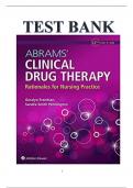 Test Bank - Abrams’ Clinical Drug Therapy: Rationales for Nursing Practice, 12th Edition (Frandsen, 2021), Chapter 1-61 | All Chapters