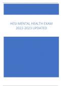 HESI MENTAL HEALTH EXAM  2022-2023 UPDATED