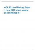 AQA AS Level Biology Paper 1 June 2018 latest update 2024 GRADED A+