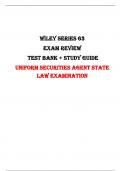 Wiley Series 63 Exam Review Test Bank + Study Guide Uniform Securities Agent State Law Examination |All Chapters,  Year-2024|