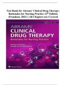 Test Bank for Abrams’ Clinical Drug Therapy: Rationales for Nursing Practice 12th Edition (Frandsen, 2021) | All Chapters are Covered
