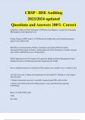 CRSP - HSE Auditing 2023/2024 updated Questions and Answers 100% Correct
