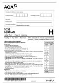 GCSE AQA May 2023 Higher German Paper 1 Listening