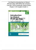 TEST BANK FOR INTRODUCTION TO CLINICAL PHARMACOLOGY 10TH EDITION By Constance Visovsky, Cheryl Zambrosk