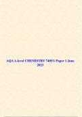 AQA A-level CHEMISTRY 7405/1 Paper 1 June 2023 