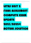 LETRS UNIT 2 FINAL ASSESSMENT COMPLETE EXAM UPDATE 2023/20224 ACTUAL SOLUTION