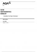 AQA GCSE MATHEMATICS 8300/2F Foundation Tier Paper 2 Calculator  Mark scheme 2023