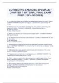 CORRECTIVE EXERCISE SPECIALIST  CHAPTER 7 MATERIAL FINAL EXAM  PREP (100% SCORES)