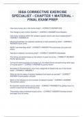 ISSA CORRECTIVE EXERCISE  SPECIALIST - CHAPTER 1 MATERIAL - FINAL EXAM PREP