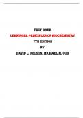 Test Bank for Lehninger Principles of Biochemistry 7th Edition by David L. Nelson, Michael M. Cox |All Chapters,  Year-2024|