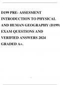 D199 PRE- ASSESMENT INTRODUCTION TO PHYSICAL AND HUMAN GEOGRAPHY (D199) EXAM QUESTIONS AND VERIFIED ANSWERS 2024 GRADED A+.