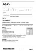 GCSE AQA May 2023 Business Paper 1 Including Mark Scheme